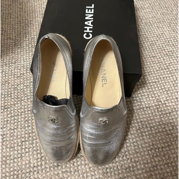 Metallic Silver Chanel Espadrille